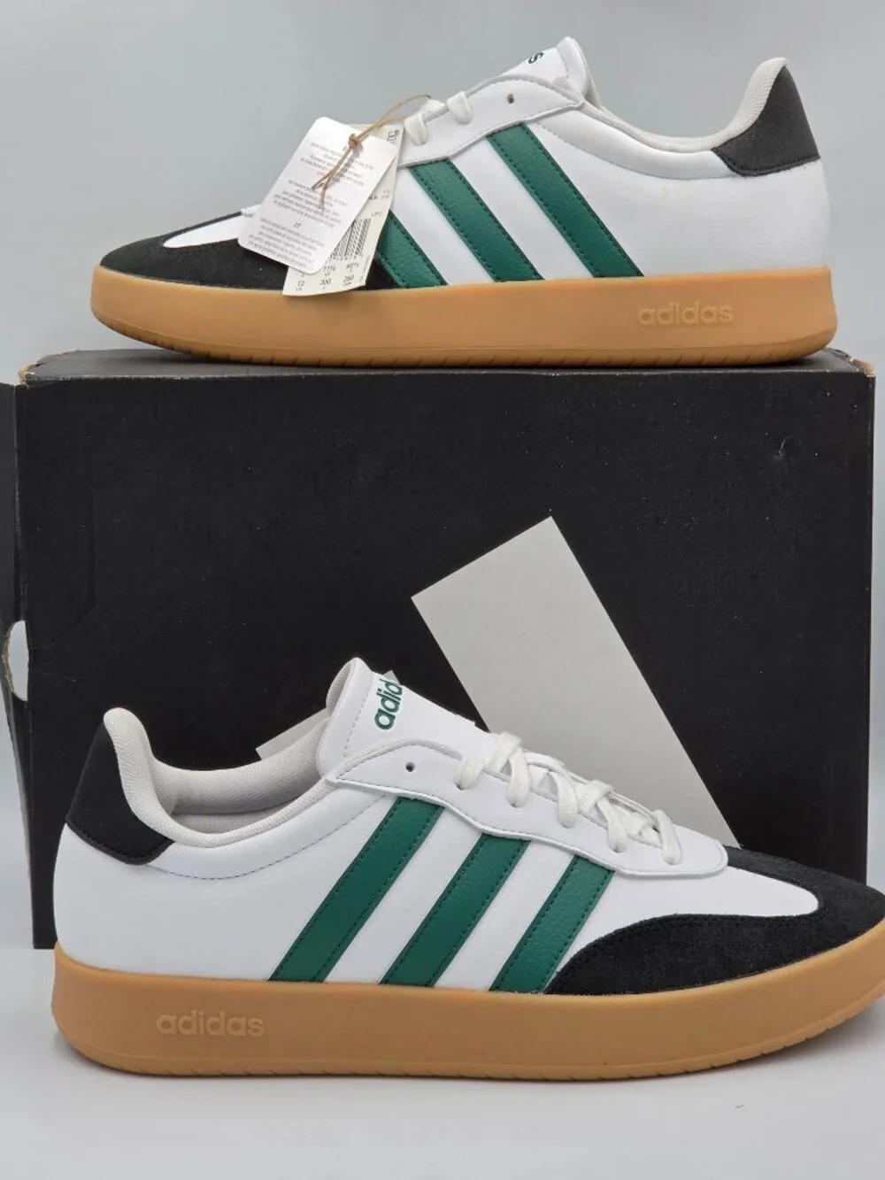 Adidas Barreda White Green Gum Sneakers Men's 12 Athletic Shoes JR1323 NIB